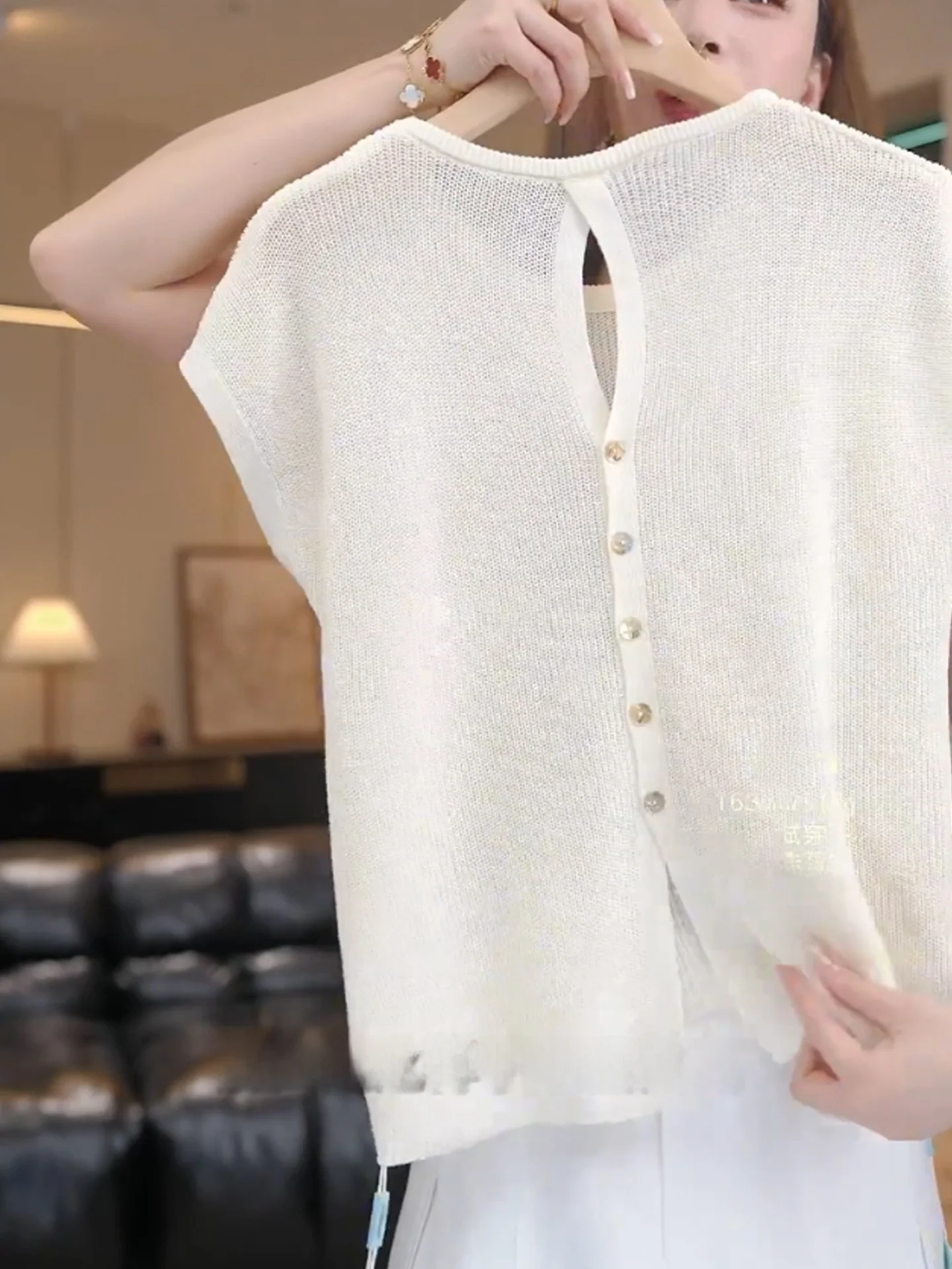 Casual round Ne ort Sve Knitted Top Women's Pure Color Design Summer Leisure Faionable Straight Cut Basic Sle