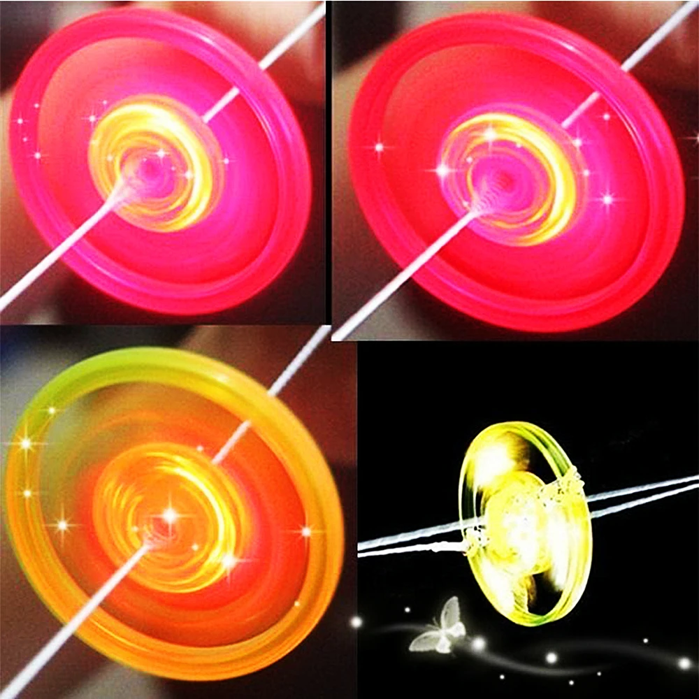 6 Pcs Fun Hand Pulled LED Light Up Flywheel Toys Children\'s Day Party Birthday Guest Gift Pinata Filler Kindergarten Gift Prize