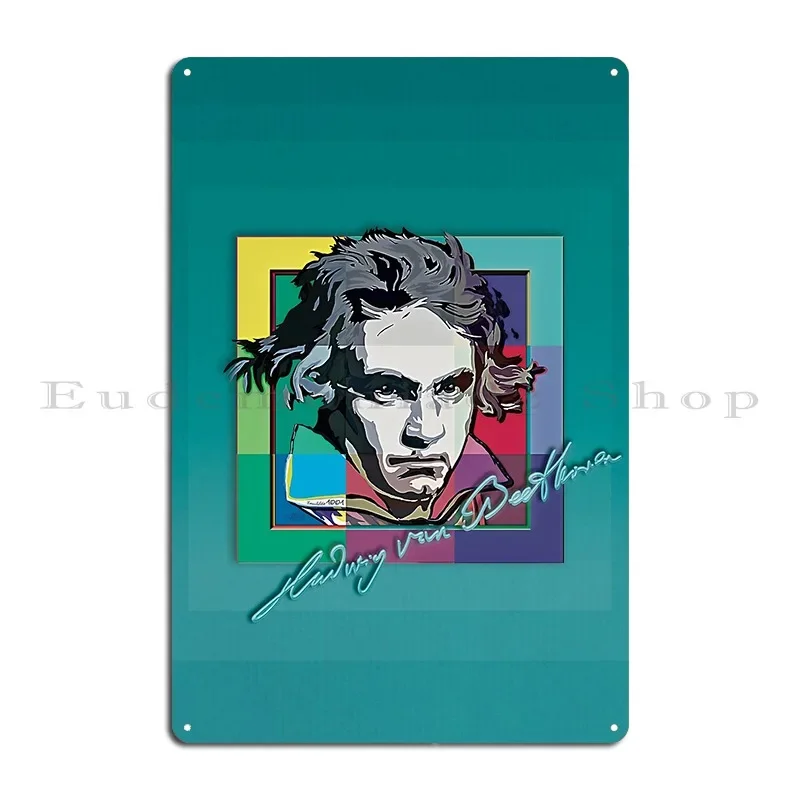 Ludwig Van Beethoven Nine Colors Signature Aniversary Edition Metal Plaque Poster Club Living Room Designing Tin Sign Poster