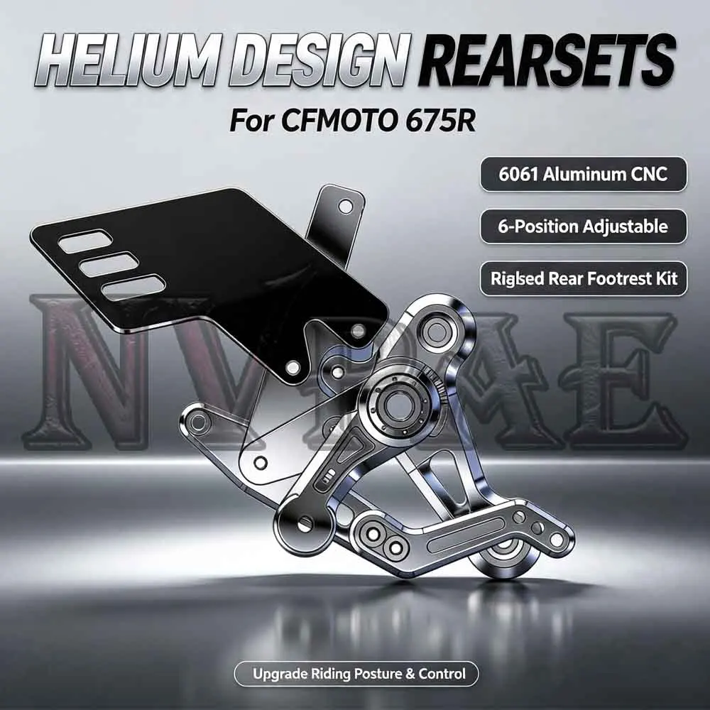 For CF 675SR CF675SR CNC Rearset Footpegs 6-Position Adjustable Raised Footrest Kit, 6061 Aluminum Alloy Modified Pedal Assembly