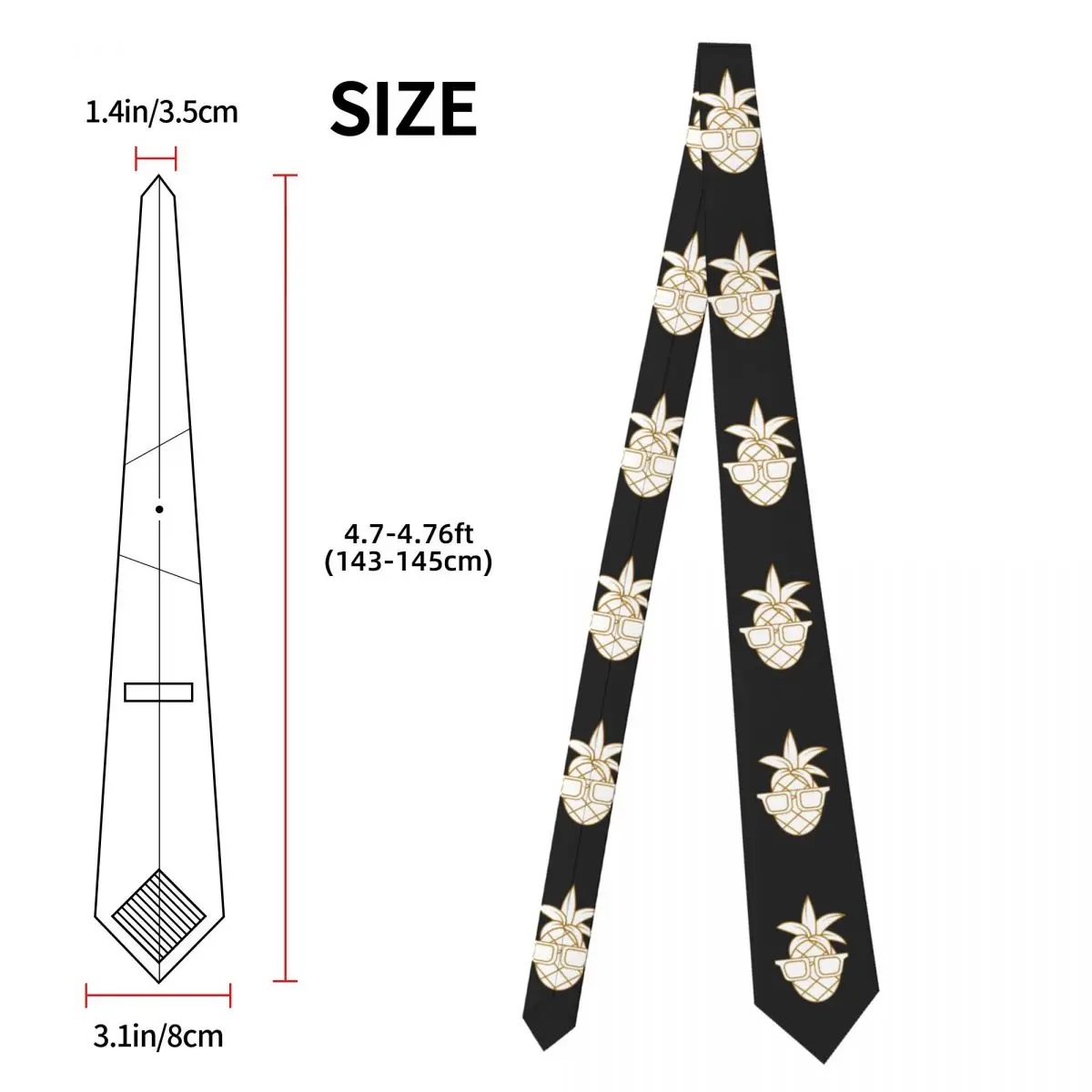 Golden Pineapple Pattern Necktie for Men Silk Polyester Slim Neck Ties Wedding Suits Tie Casual Gravatas
