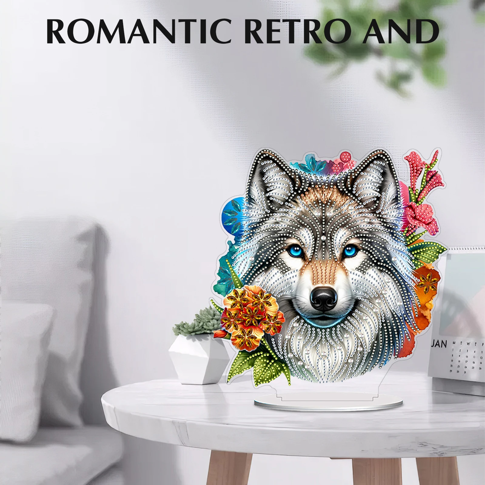 

PVC Round Special Shaped Flower Desktop Diamond Art Kits Diamond Painting Desktop Ornaments Kit for Home Office Desktop Decor