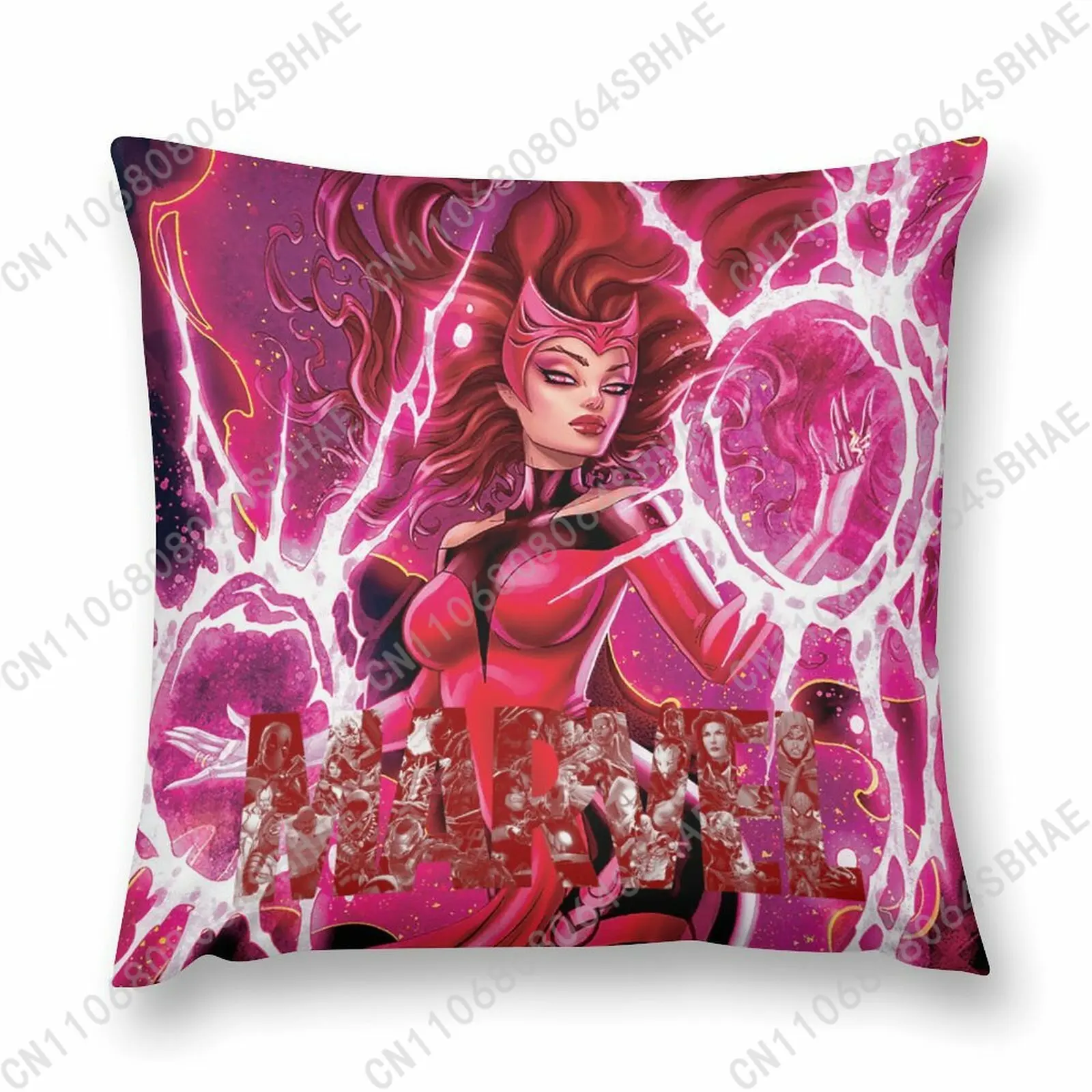 

Marvel Scarlet Witch Custom Pattern Short Plush Pillow Cover Soft Short Fur Cushion Living Room Personalized Decor Cosplay