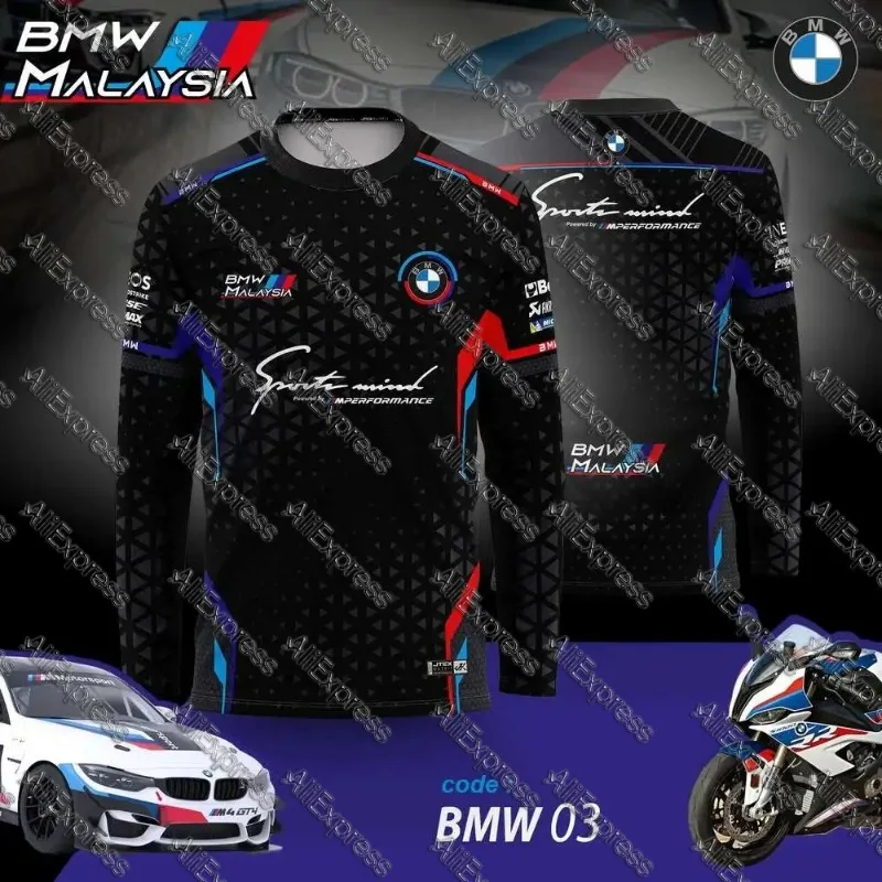 

BMW Print T-shirt Summer BMW MOTORRAD T-shirt Men's Long-sleeved T-shirt Sweat-absorbing Breathable Quick-drying Moto T-shirt