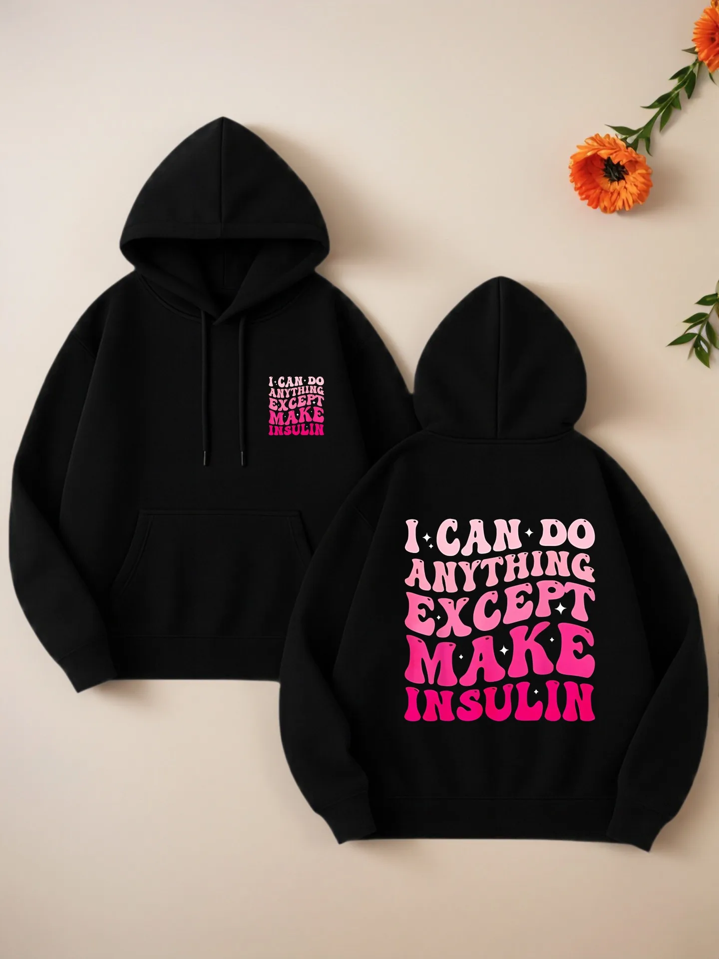 Sudadera con capucha esencial, estampado de letras, estética informal, tela suave, uso diario informal para mujer