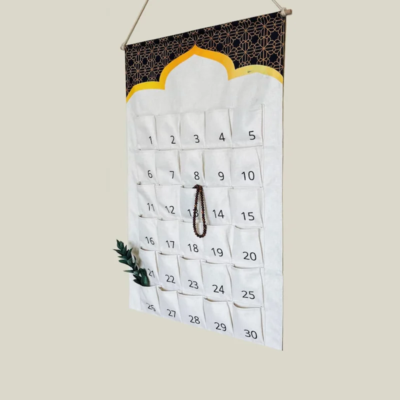 

30 Days Ramadan Mubarak Countdown Advent Calendar bag Kareem Muslim Islamic eid Wall home door decoration sign family kid gift