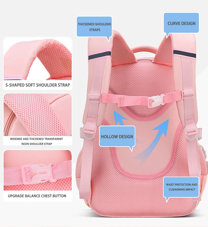 Beliebte rosa lila Farbe Mädchen High School Schüler Rucksack Taschen Oxford Rucksack für Frauen klassische kausale Puppe Anhänger Tasche