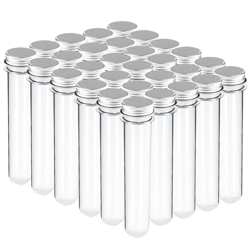 29x140mm Plastic Test Tubes with Screw Caps for Gumball Candy Storage,Bath Salt Vials,Baby Shower Kids Birthday Party50Pcs