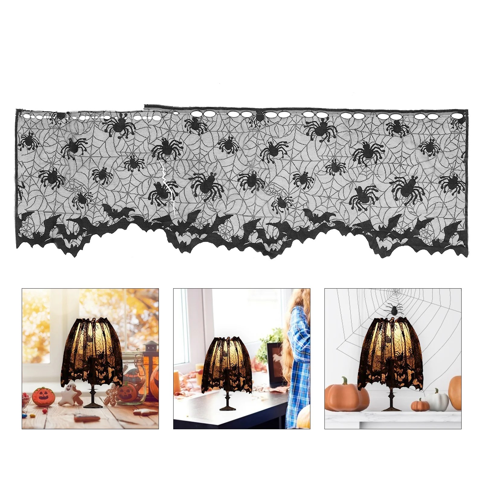 

3 Pcs Spider Web Lampshade Black Lace Halloween Lamp Shade Cover Decorative Light Shade Protector Festival Supplies
