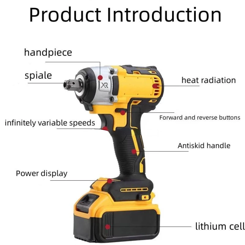 520NM Electric Impact Wrench Brushless Cordless Electric Wrench 1/2 Inch 18V Rechargeable Screwdriver Power Tools