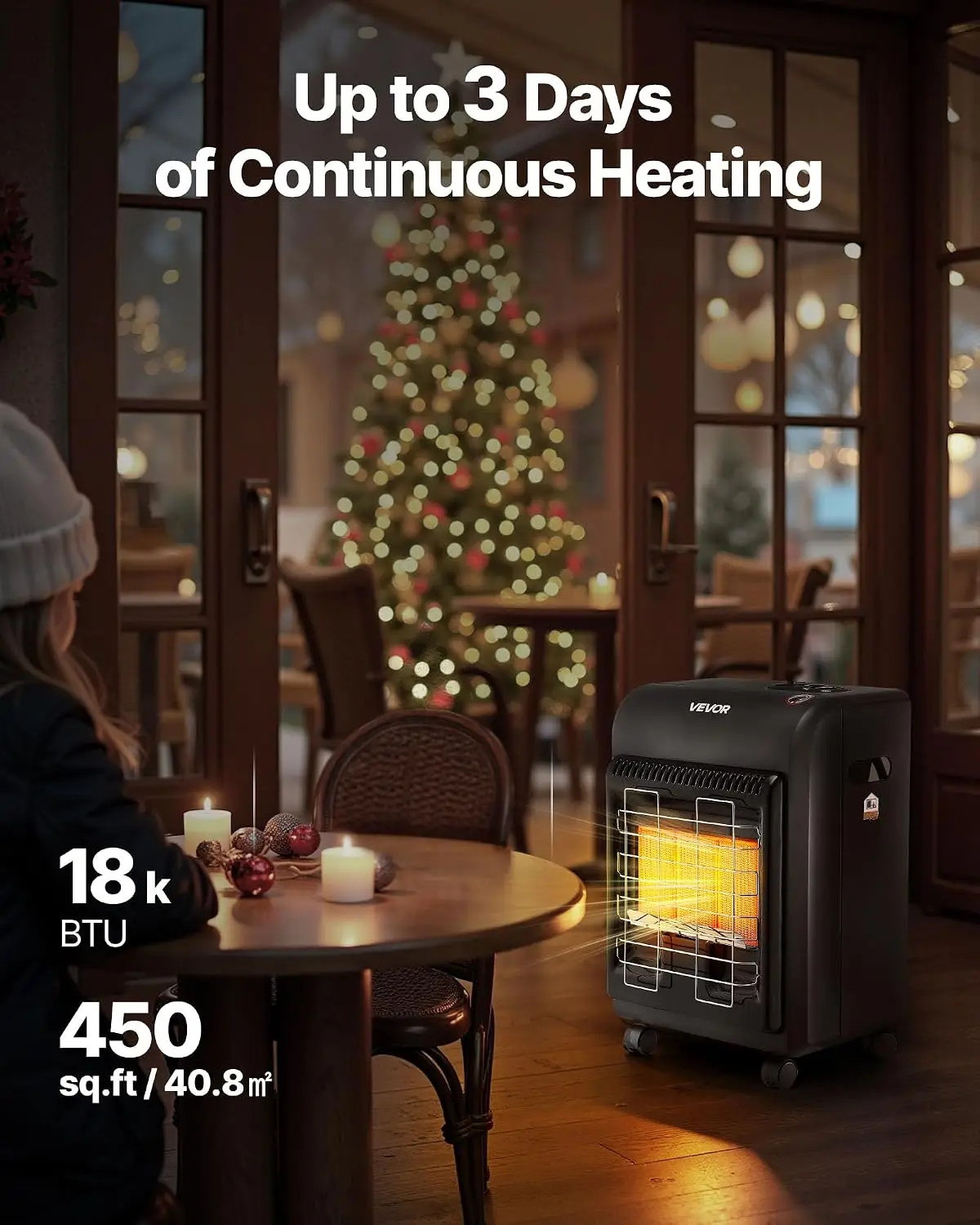 Propane Heater, 6000 to 18000 BTU Propane Cabinet Heater with 3 Modes Temp Settings & Tip-over Protection, Garage Radiator Heat