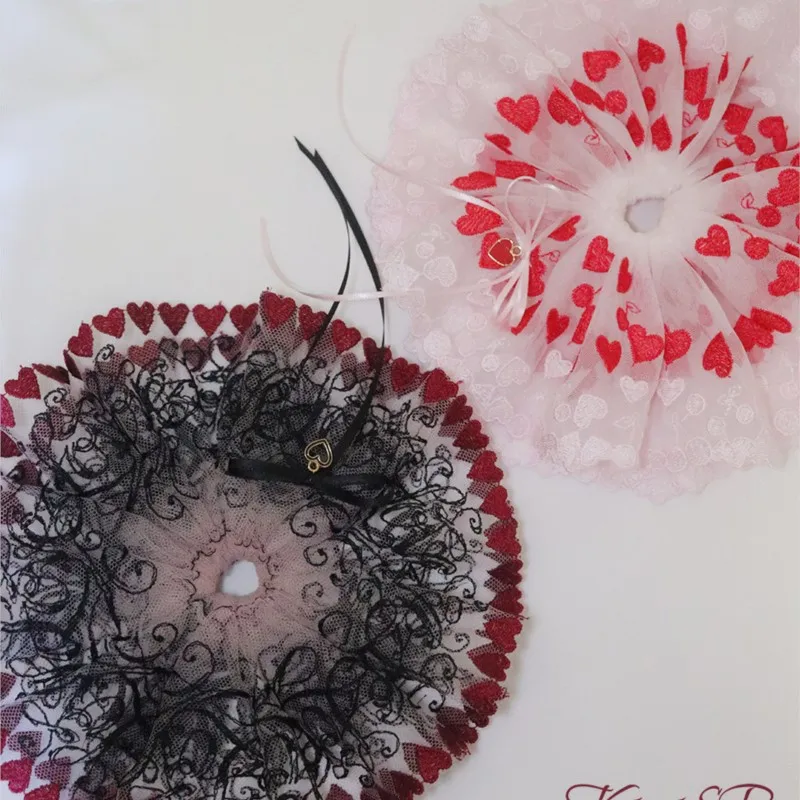 Handmade Special-Interest Design Lolita Style * Machine Embroidery Double-Layer Hair Ring Accessories