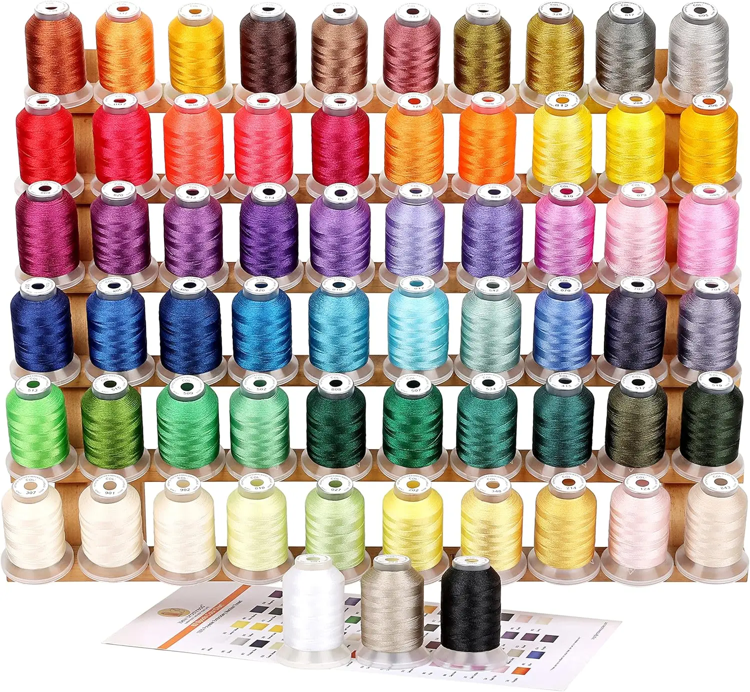 

63 Spools Polyester Embroidery Thread Kit, 500M Colors Compatible with Brother Machines