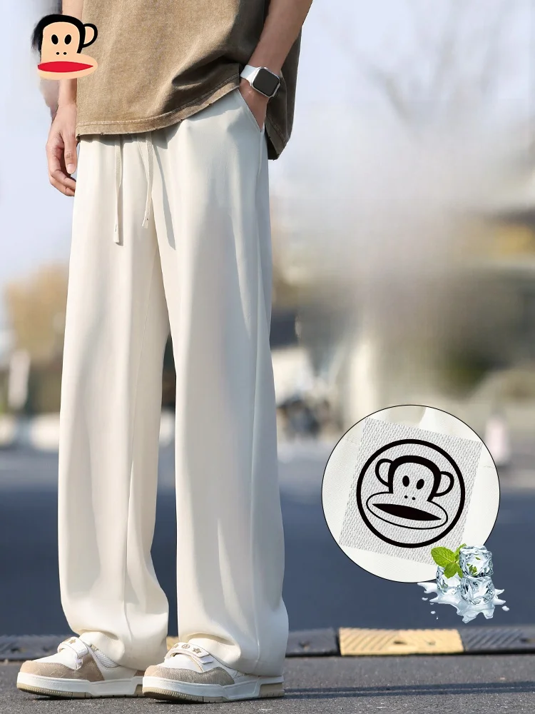 

Повседневные брюки PaulFrank Cool Sensation для мужчин, летние, тонкие, с эластичной талией, из ледяного шелка, дышащие, прямого кроя, с охлаждающим эффектом