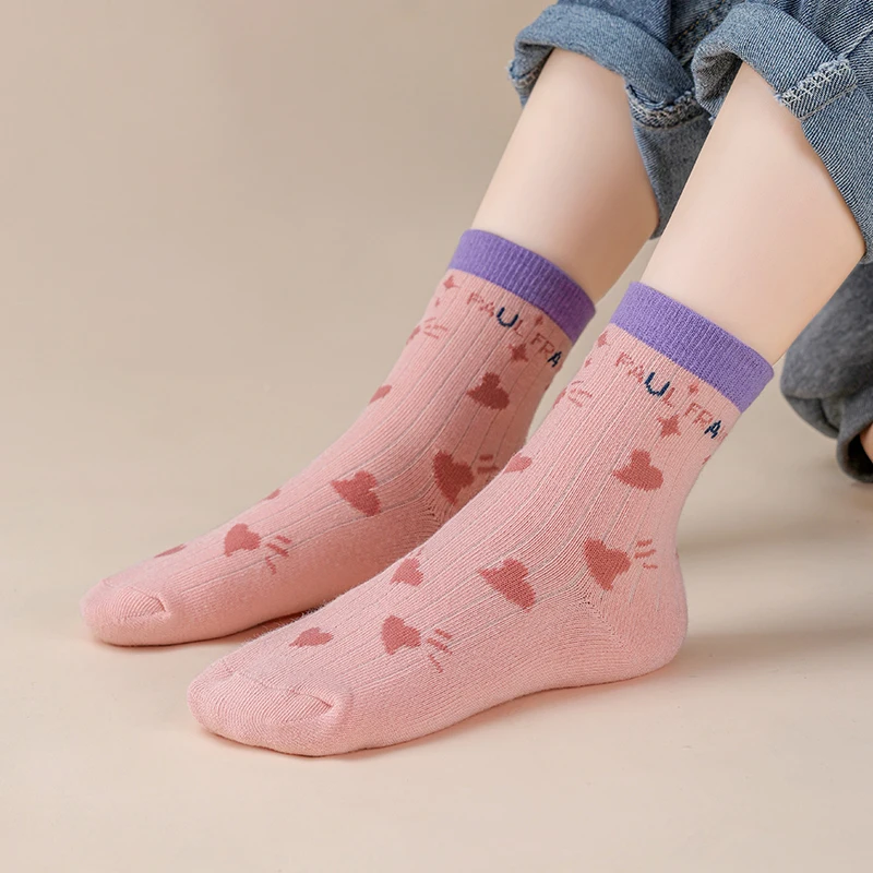 2026 5 أزواج الأطفال الكرتون الأرنب نصف الجوارب المرجان المخملية لينة الدافئة الجلد ودية الفتيات الخريف الشتاء سميكة الجوارب الدافئة #4