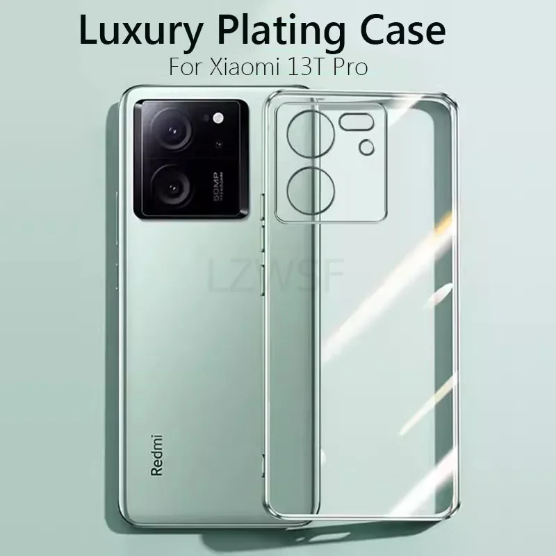 

Luxury Plating Soft Clear Back Cover For Xiaomi 13T Pro Xiaomi13T Pro 5G Phone Cases Coque Capa