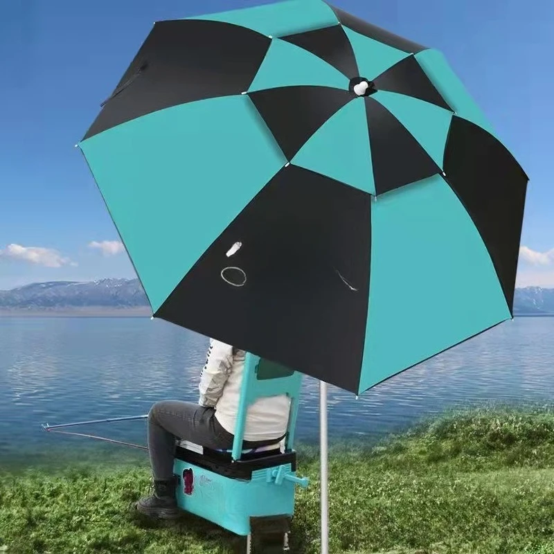 Outdoor fishing umbrella, thickened vinyl double-layer umbrella, parasol foldable portable large fishing umbrella, fishing