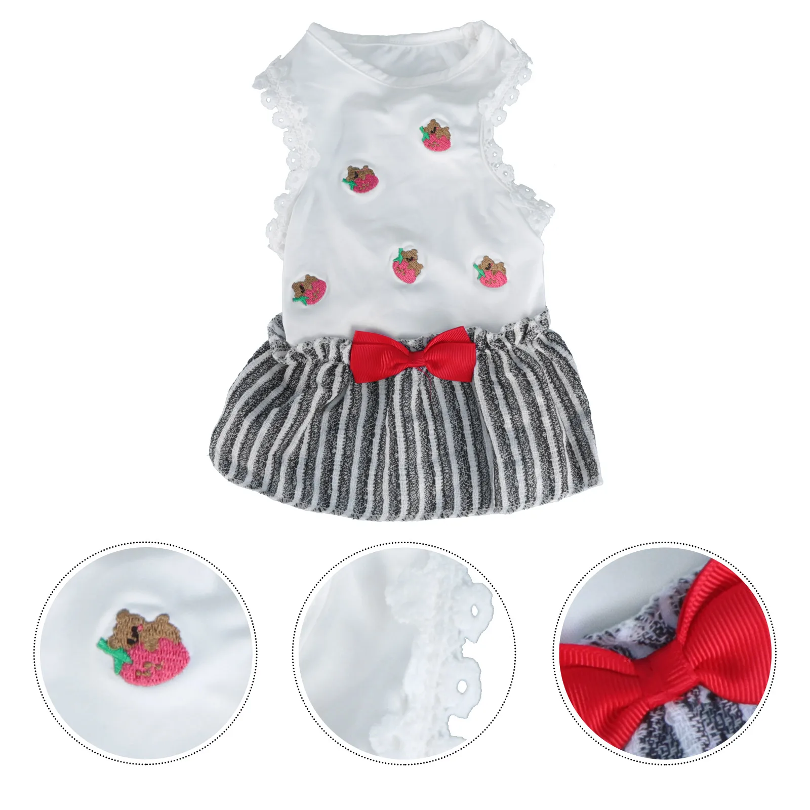 

Pet Strawberry Stripe Skirt Supplies Costume Dog Dress Clothes Suit Decoration Skirts