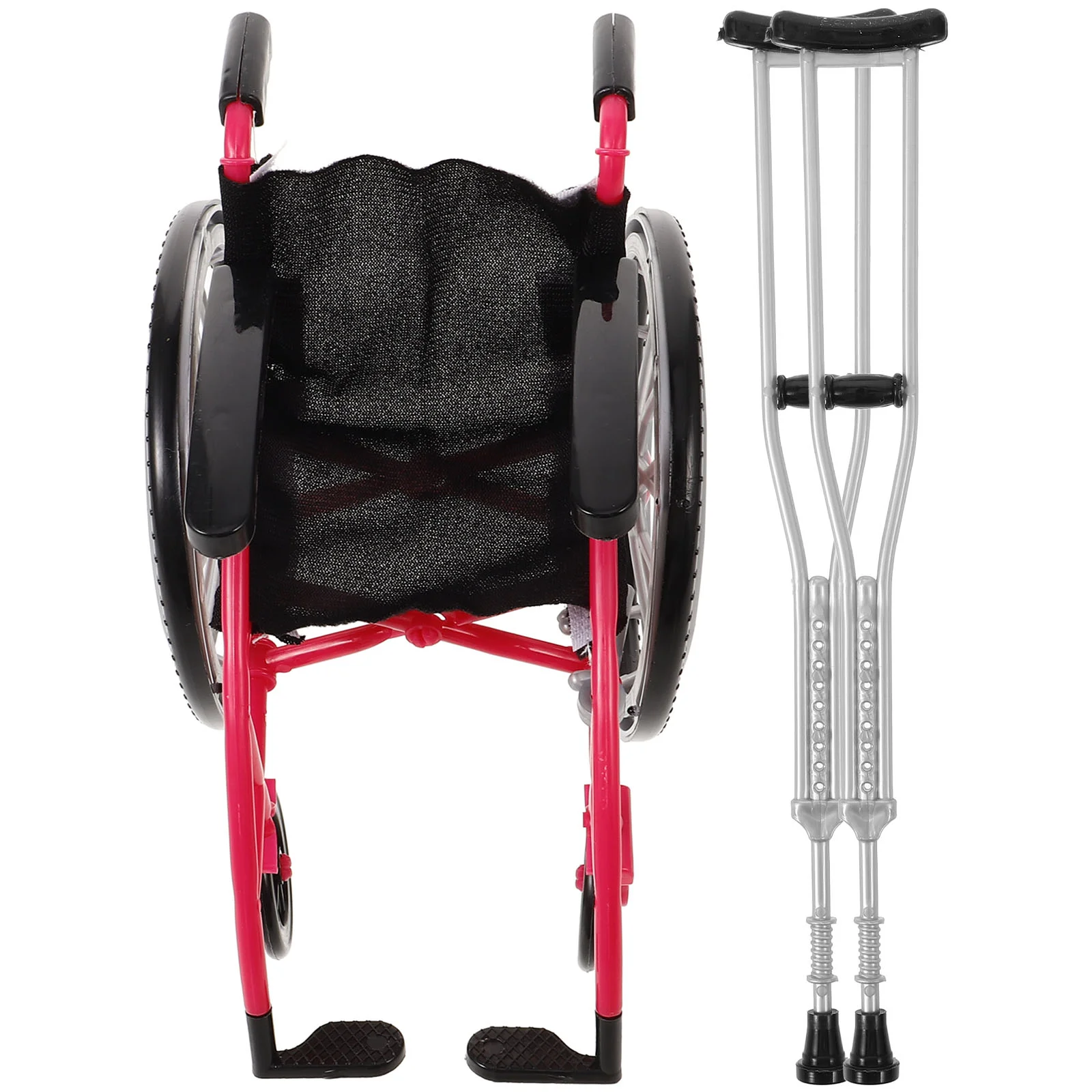 

Toy Wheelchair Model Realistic Mini House Decor Plastic Crutch Models Dollhouse Accessory