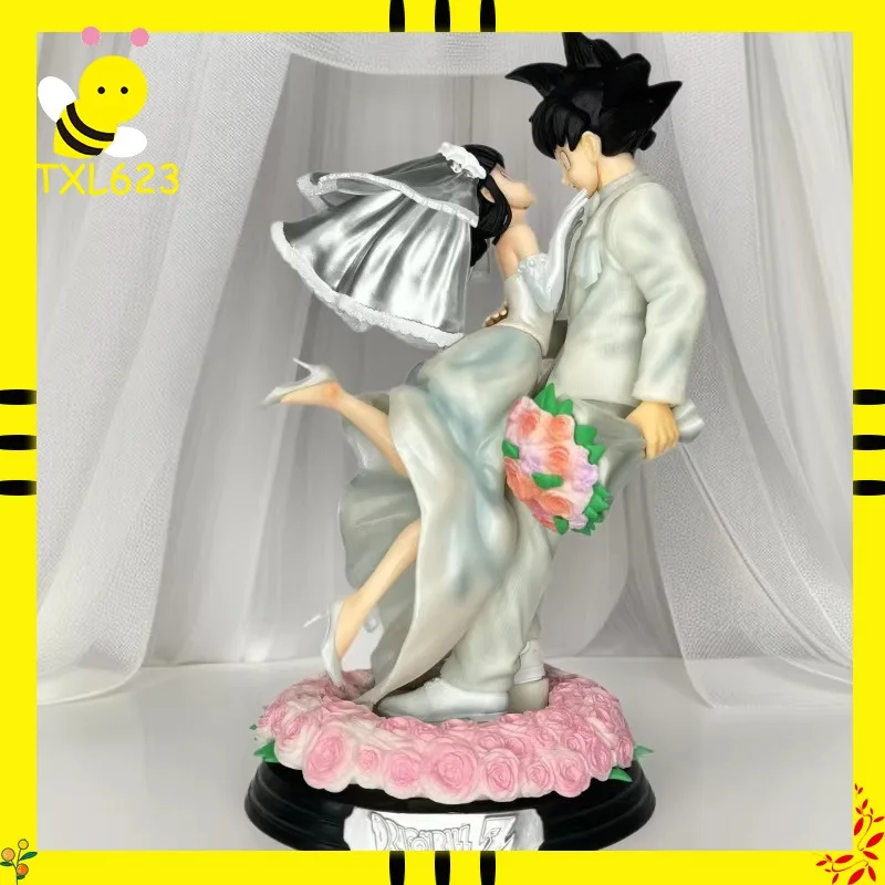 Dragon Ball Z Son Goku & Chichi Hochzeitsversion 31cm PVC-Actionfigur Sammlerstück Modell Spielzeug Paar-Statue Ornament Hochzeitsgeschenk