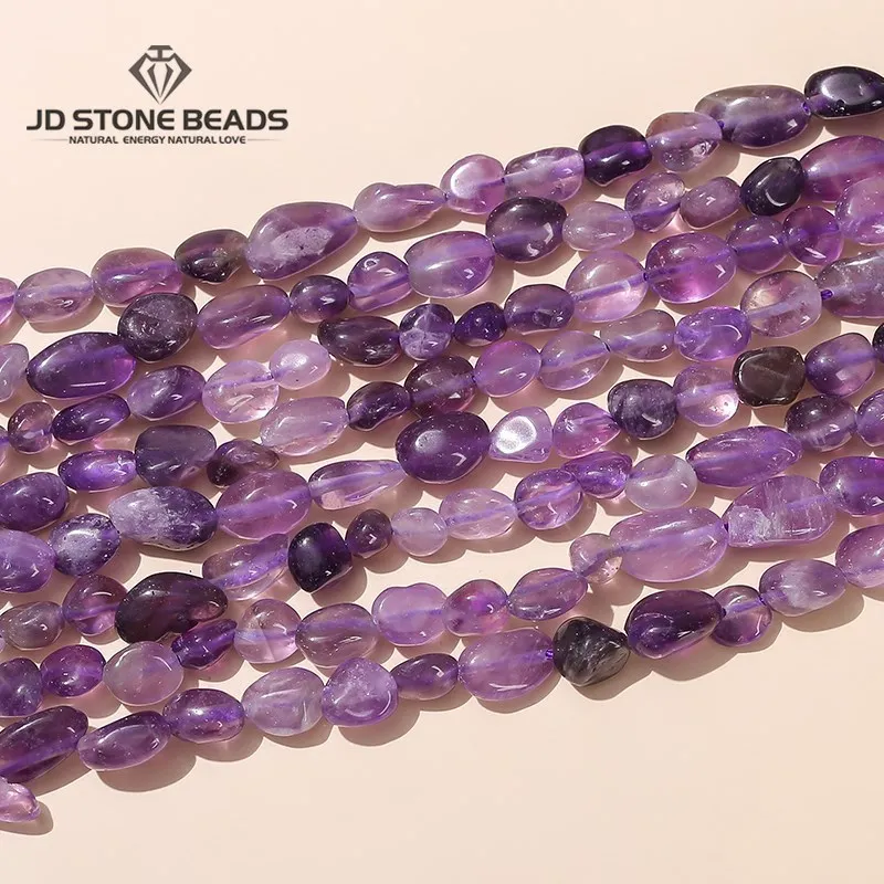 Natural Irregular Amethyst Oval Shape Beads 6-8mm Loose Spacer Reiki Chip Bead For Jewelry Making Bracelet Necklace Accessory