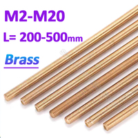 Brass Thread Rod M2 M2.5 M3 M4 M5 M6 M8 M10 M12 M14 M16 M18 M20 Brass Metric Bolt Full Thread Shaft Rod Bar Stud Length200-500mm