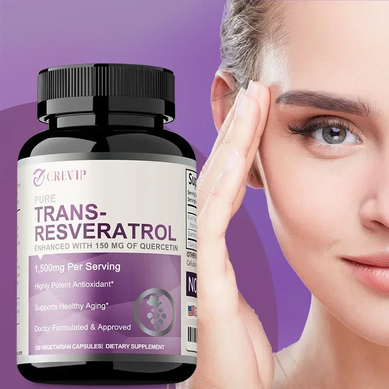 Trans-Resveratrol - Support Brain and Cardiovascular Health, Promote Digestion, Cell Metabolism, Anti-aging and Antioxidant