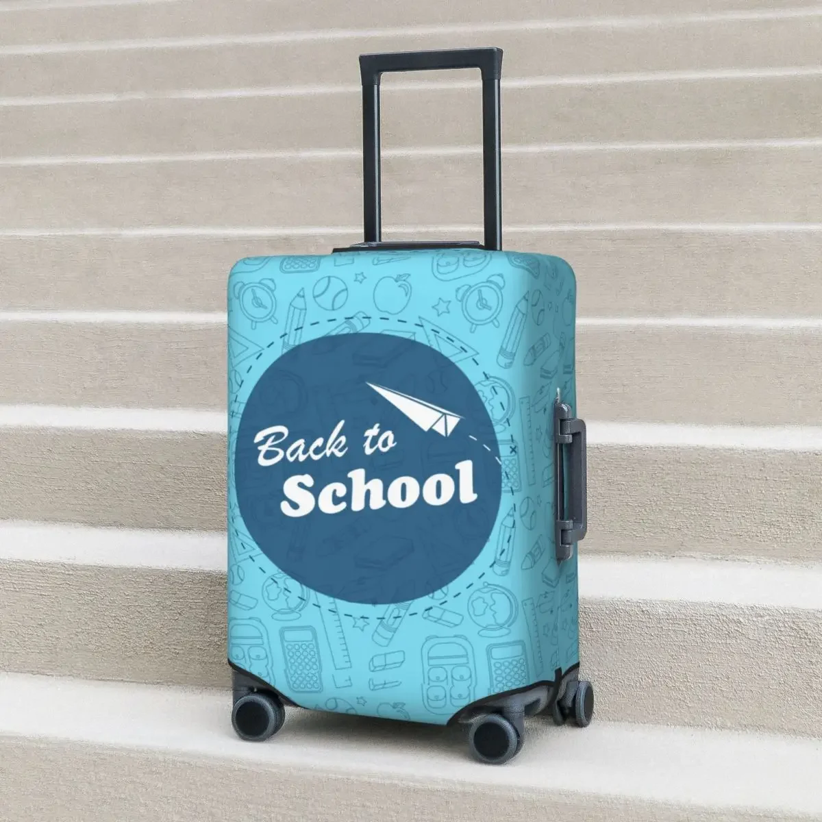 Back To School Suitcase Cover Christmas Gift Illustration Travel Protector Holiday Strectch Luggage Case