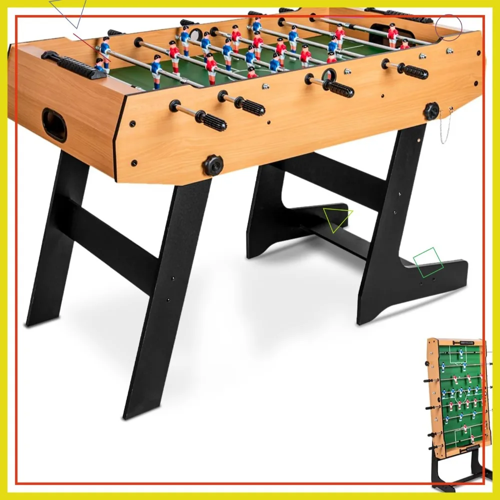 

47.5" Foosball Table, Foldable Soccer Game Table for Kids and Adults, Indoor Sports Fun