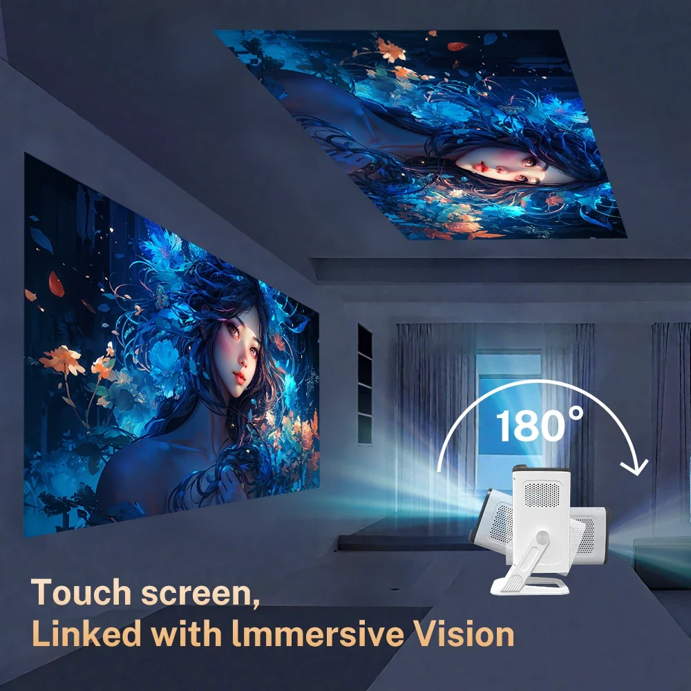 جهاز عرض LynCast صغير محمول 400ANSI WiFi6 BT5.4 بتركيز تلقائي أندرويد 11 جهاز عرض يدعم Full HD 4K سينما منزلية خارجية X1AQ