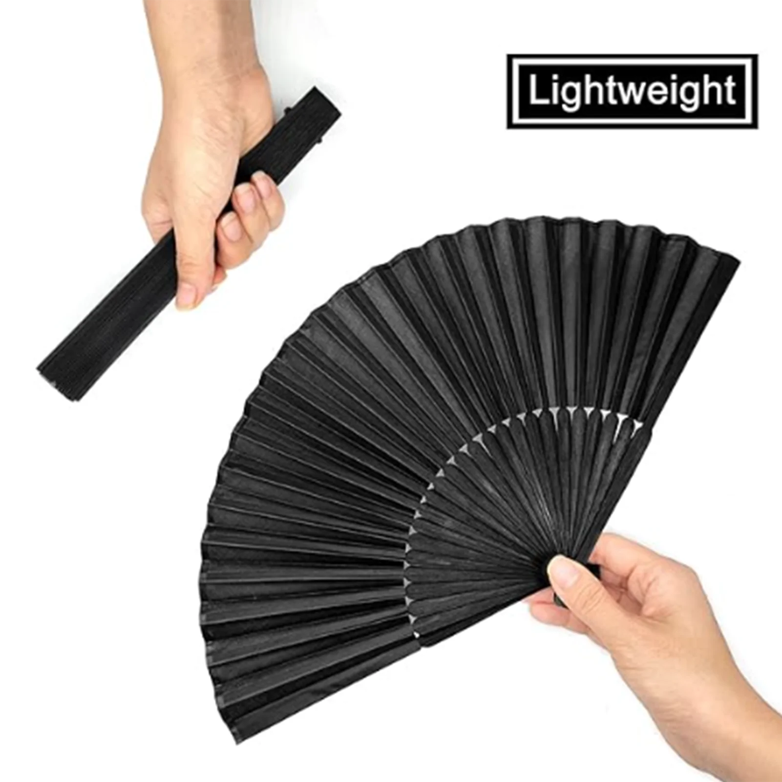 Handheld Bamboo Fan nese  Fu Tai  Black Color Hand Fans for Dance Music Festival Party