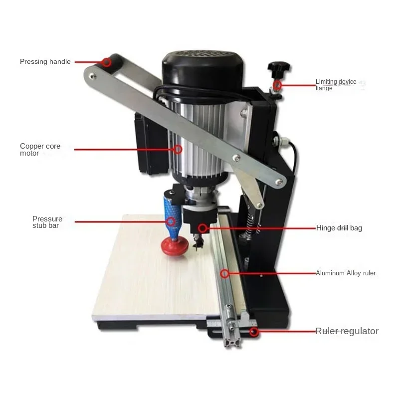 1100W ไม้บานพับเจาะแบบพกพาเครื่องตัดสาม-in-one CNC multi-function กึ่งอัตโนมัติเจาะเครื่องเครื่องกลึง DIY