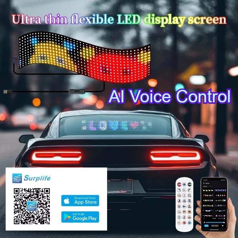 

AI Voice 12V LED Matrix Pixel Panel Light Bluetooth App Control Scrolling Advertising RGB LED Animation Programmable Cafe