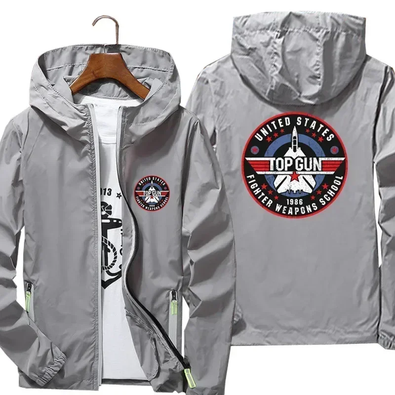 New Spring Fighter Weapons Summer Men\'s Top GunSchool Maverick Goose Hooded Streetwear Jacket Thin Reflective Windbreaker Coat