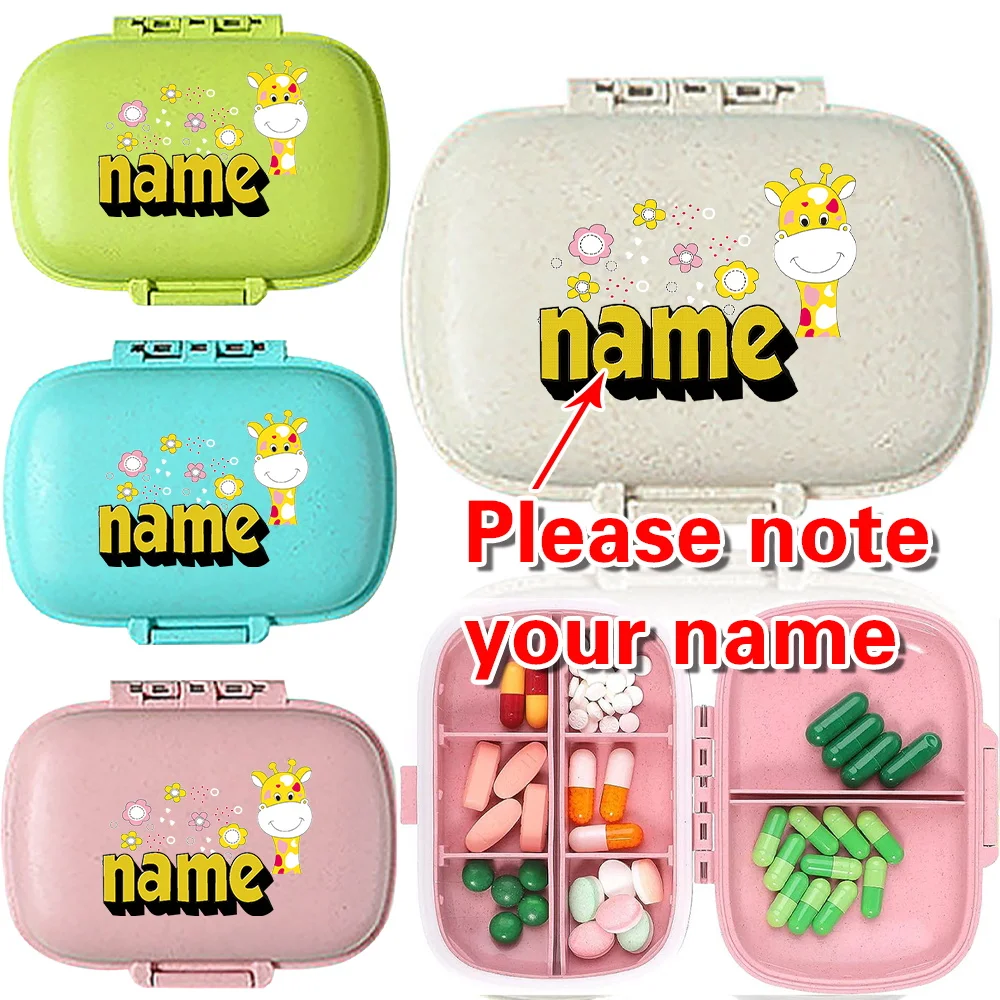 

Персонализированная аптечка с индивидуальным именем, мини-футляр для таблеток, влагостойкий, 8 сеток, портативная пылезащитная коробка для таблеток