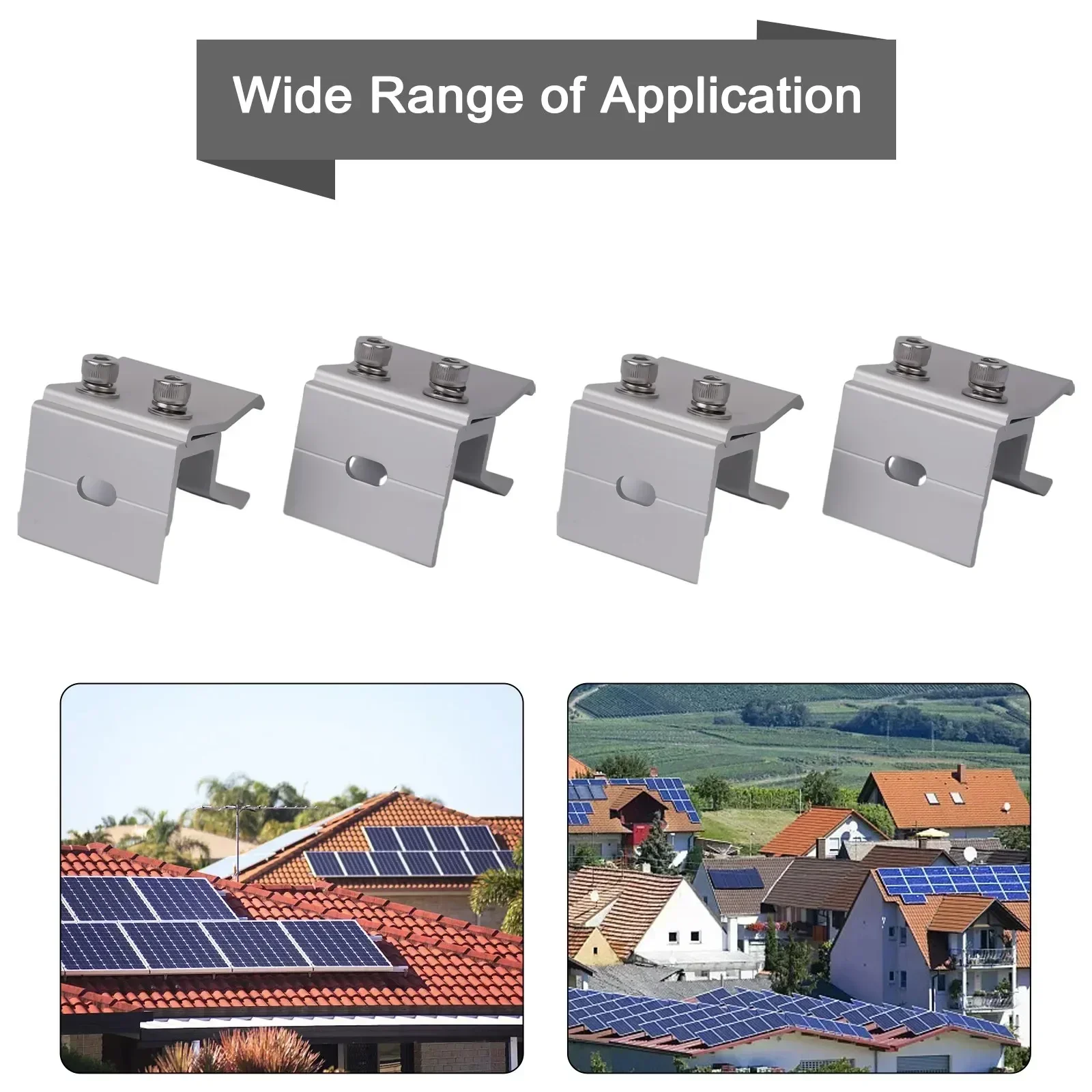 14 Pieces Solar Roof Seam Clamp Kit for Standing Seam Metal Roofs with Aluminum Alloy Clamps and Stainless Steel Screws