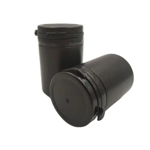 Imagen 2 del producto Botella de plástico HDPE para pastillas, frasco médico con tapa de anillo de tracción para pastillas, cápsulas, frasco de polvo sólido, color negro/blanco, 60ml, 52 piezas