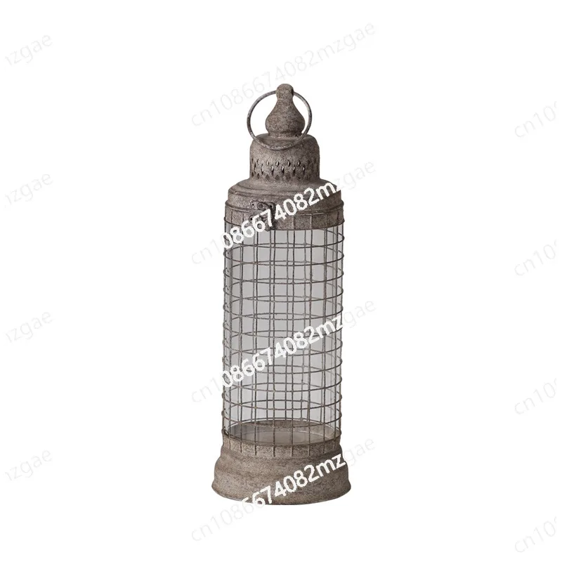 

American garden retro wrought iron candle holder, outdoor garden decoration tabletop ornament