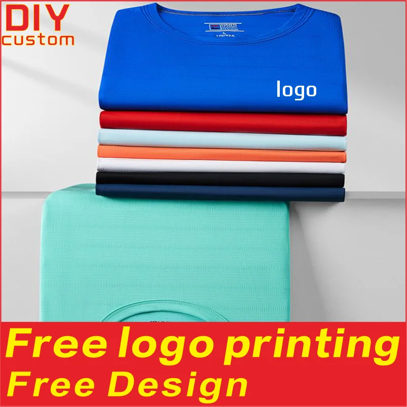 

Sports quick drying elastic T-shirt shirt custom printing logo embroidery men's and women's summer short sleeved design
