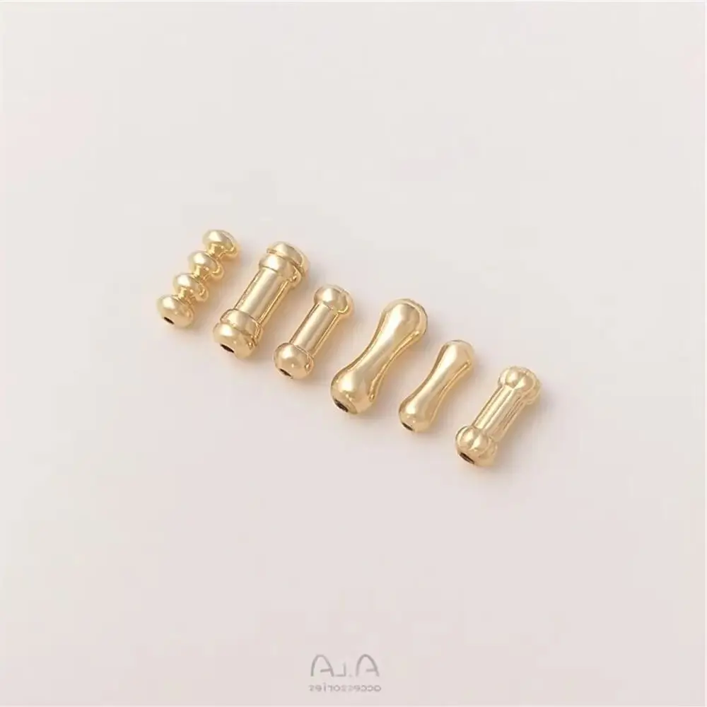 

14K gold-covered straight tube separated bead bamboo knuckle pumpkin bone through hole tube bead diy jewelry accessories