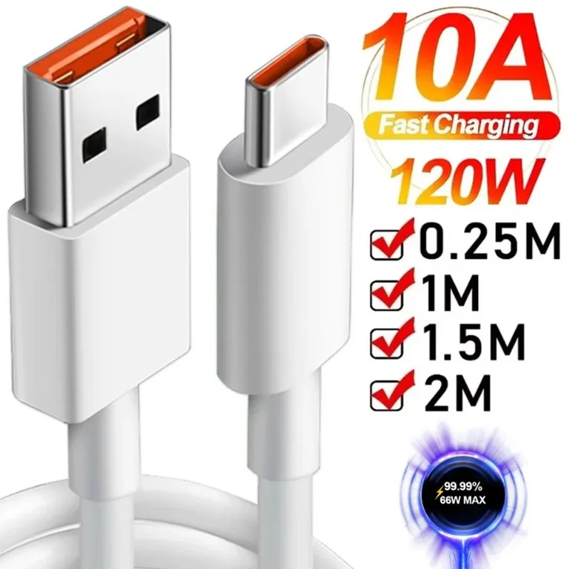 USB Type C Quick Charging Mobile Phone Data Cables 10A 120W High-speed USB C Wire Cord for Samsung Galaxy Huawei P40 P30 Xiaomi