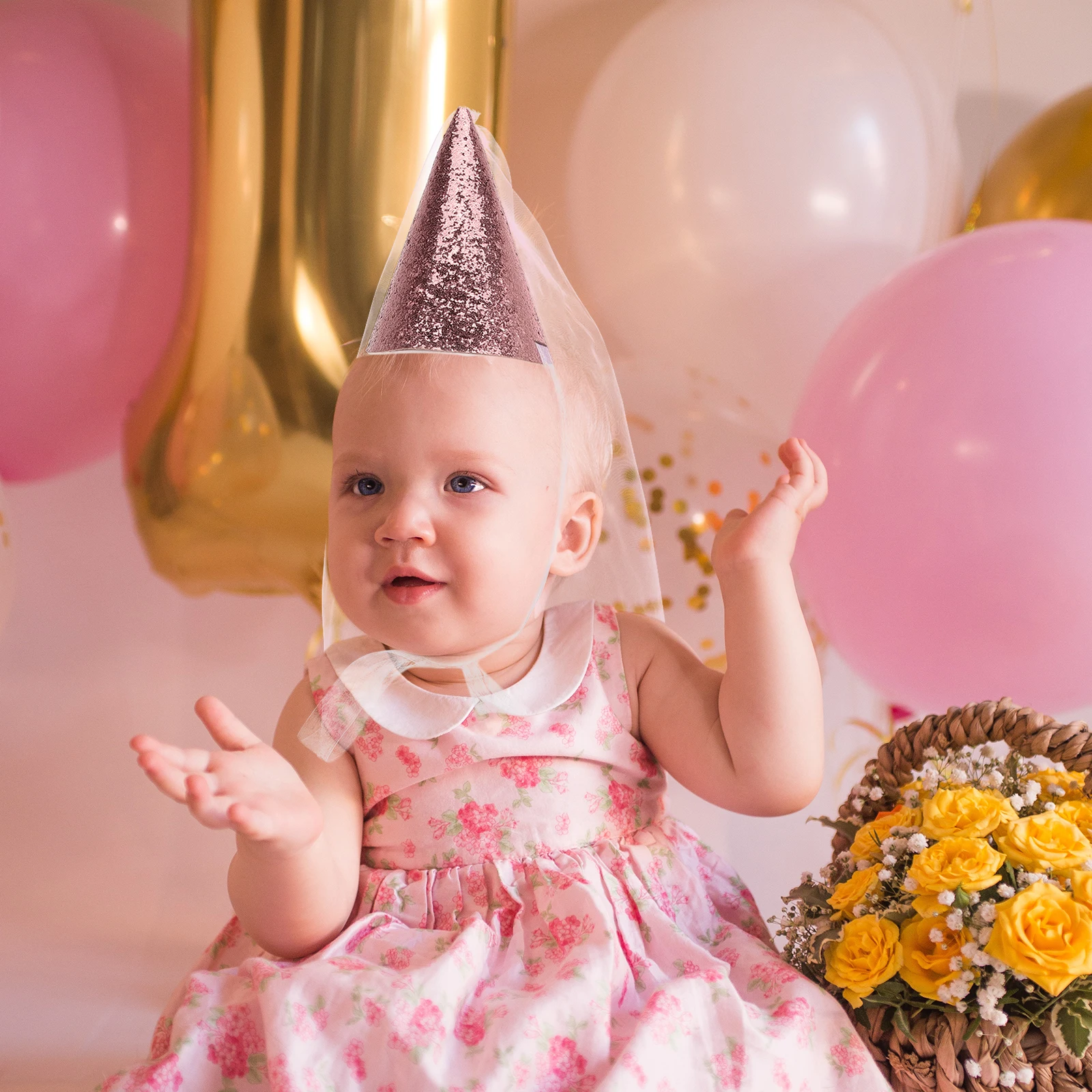 

Birthday Hat Cone Paper Cap Kids Conical Tulle Mesh Party Favors Decorative Supplies Sequins Girl Birthday Cone Hat For Kids
