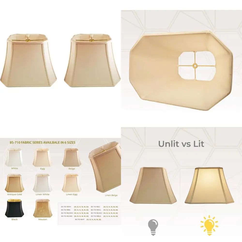 

Rectangle Cut Corner Basic Lamp Shades, 10x18x13.25, Eggshell, 2-Pack, for Home Lighting