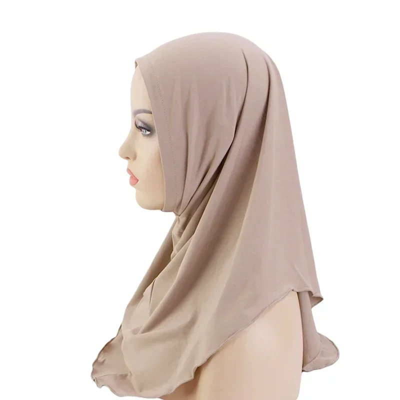 ธรรมดา Hijab Headscarf ผู้หญิง Ramadan สําหรับผู้หญิงมุสลิม Instant Hijab One Piece Amira Shawl แถบคาดศีรษะ Khimar ผ้าพันคอ Femme Mujer