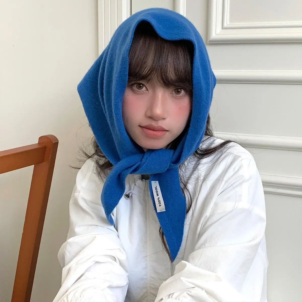 

Новый уличный теплый 100% шерстяной чехол на плечо, осень-зима, однотонный мягкий треугольный шарф, теплая ветрозащитная вязаная шаль для женщин