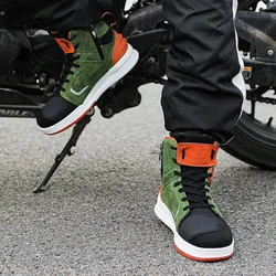 Men's Summer Breathable Motorcycle Boots Microfiber Leather Sneakers Adventure Boots Non-Slip Motorcycle Riding Shoes