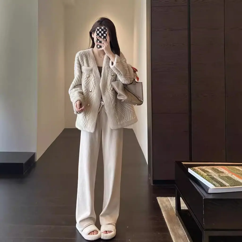 

Women's Elegant Imitation Mink Plush Top Thick Warm Coat Casual Autumn Winter New Fashion F092115