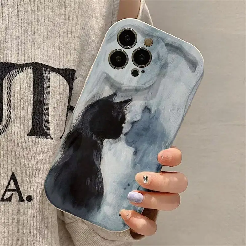 Case For Xiaomi Redmi Note 14 Pro 5G 13 12 4G 8 11 10 12 13 14 Pro Plus 12S 12 13C 12C 9C 10C 9A 9 10 A3 Cover Cute Cat 3D Wavy