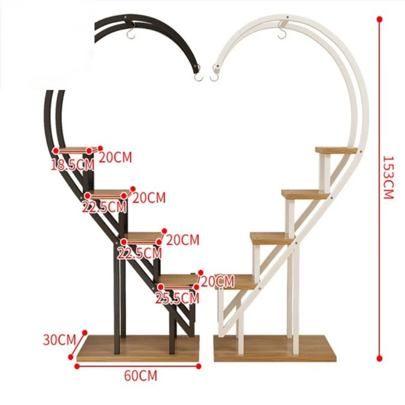 New Home Flower Shelf Flowerpot Shelf Bedroom Heart-shaped Simple Floor Indoor Balcony Decorative Shelves