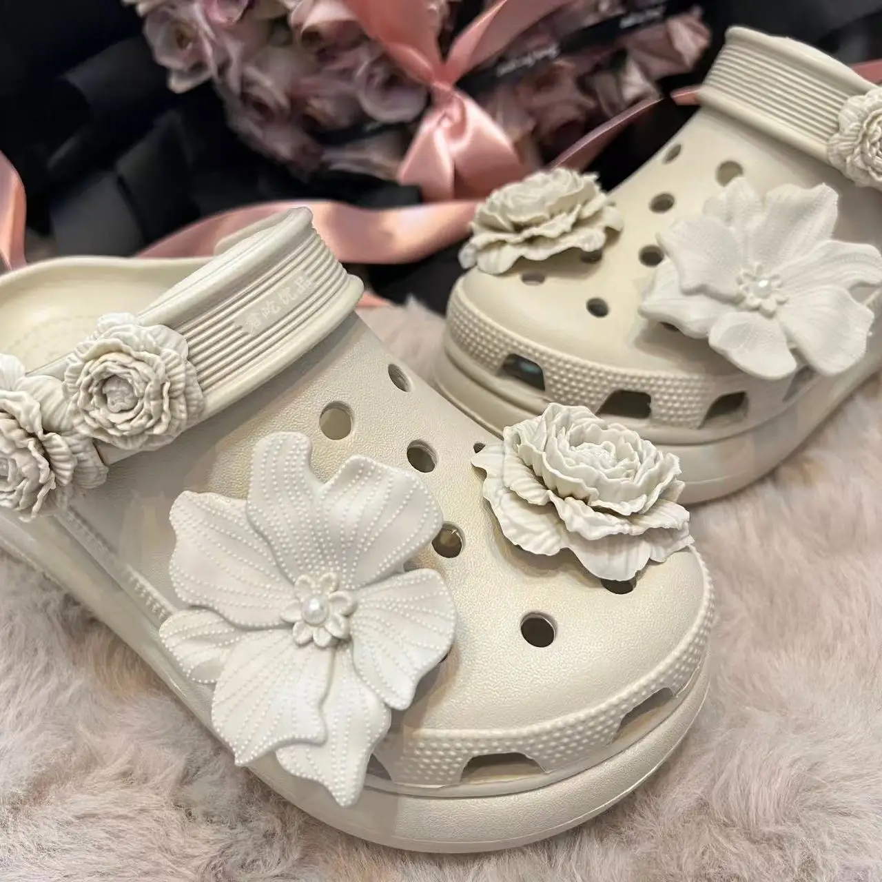 جديد نفخة باقة الأبيض رودودندرون DIY الديكور الساخن بيع أبازيم الأحذية إكسسوارات الأحذية هدايا الحفلات